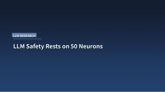 A close-up of neural network connections with a few highlighted neurons glowing red, representing the concentrated safety mechanism in LLMs