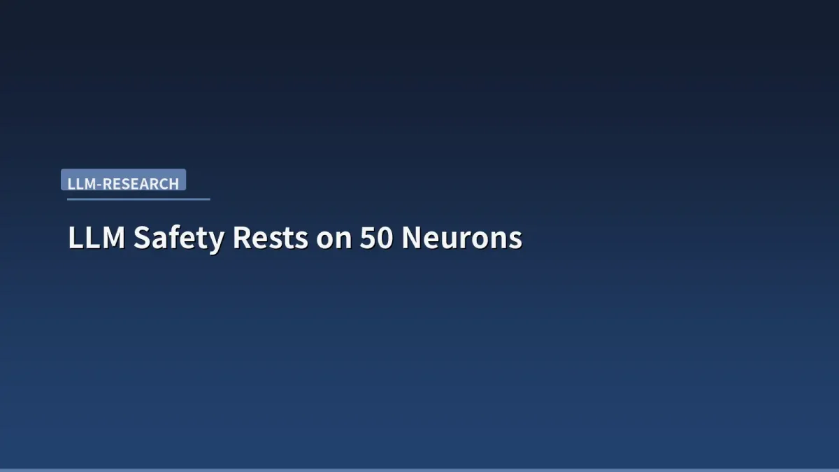 A close-up of neural network connections with a few highlighted neurons glowing red, representing the concentrated safety mechanism in LLMs